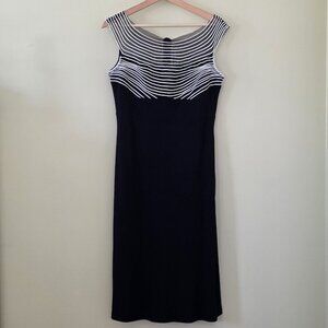 Vtg Creations Joseph Ribkoff Union Made Dress US 12 Black Mesh Satin Top Mature